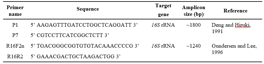 Details of Primers used for amplification of phytoplasma DNA in collected sample